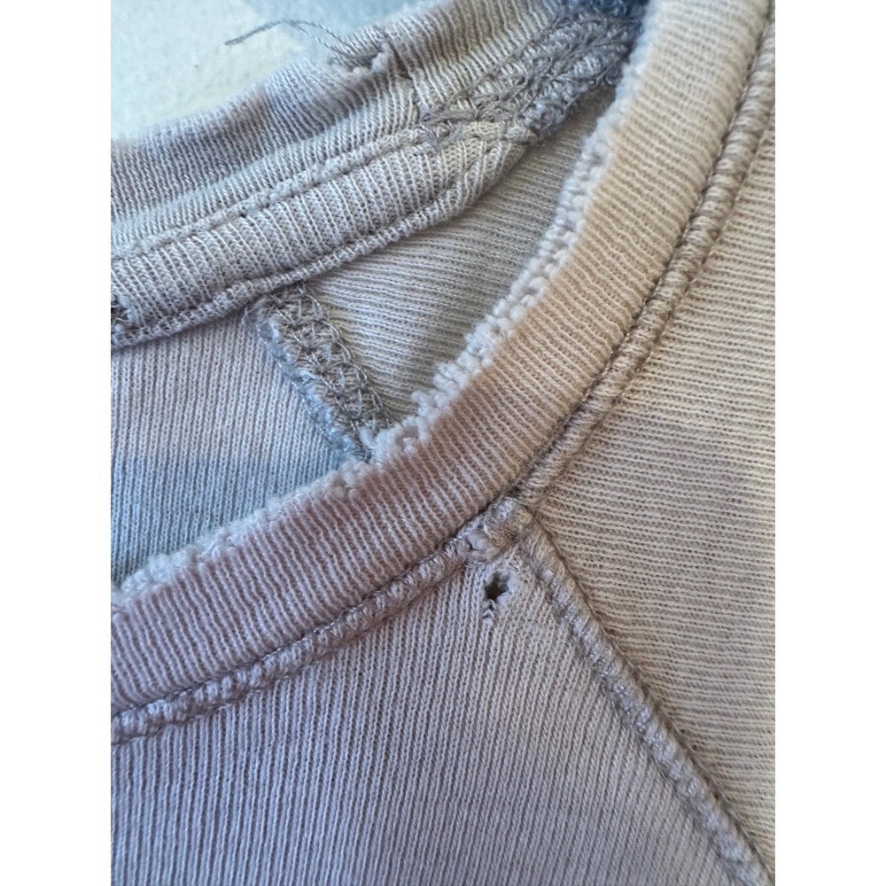 Zara Womens Destroyed Ribbed Knit Top Lite Grey Crew Neck Distressed Small - Picture 8 of 15